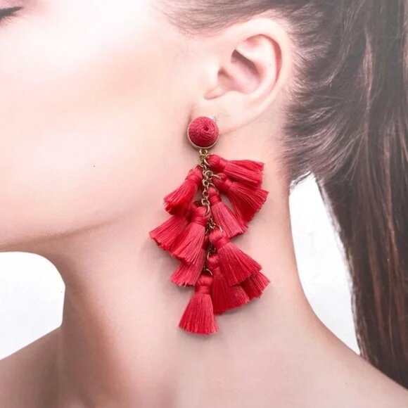 BaubleBar Contessa Multi Tassel Earrings – Holiday Red - Picture 3 of 7